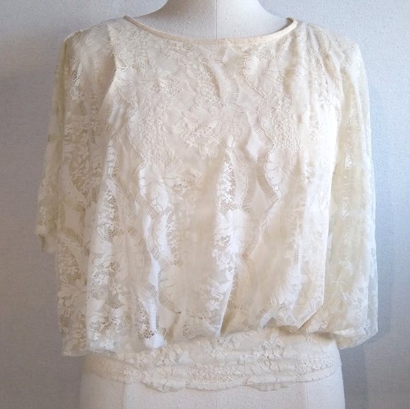 Free People Lace Blouson Crop Top - Picture 2 of 11